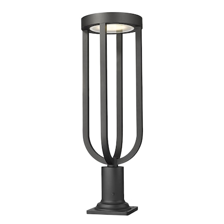 Z-Lite Leland Outdoor Pier Mounted Fixture, 1-Light, 9 In.W x 28.25 In.H, Sand Black/Sand Blast 5005PHB-533PM-BK-LED